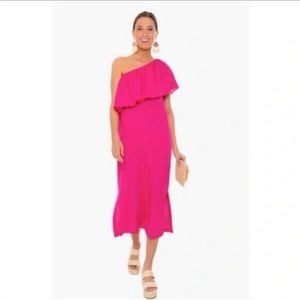 Tuckernuck Pomander Place Hot Pink one shoulder dress size S